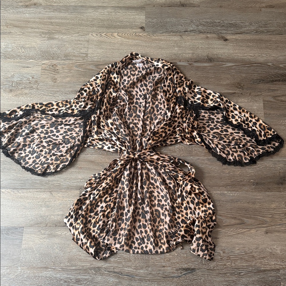 Victoria's Secret Leopard Print Silk Robe